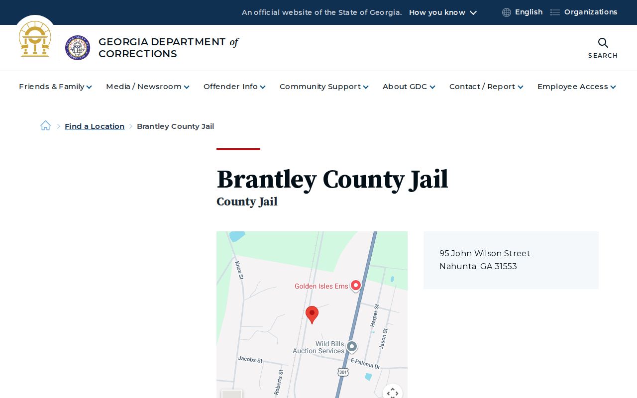 Brantley County Jail release records facility listing